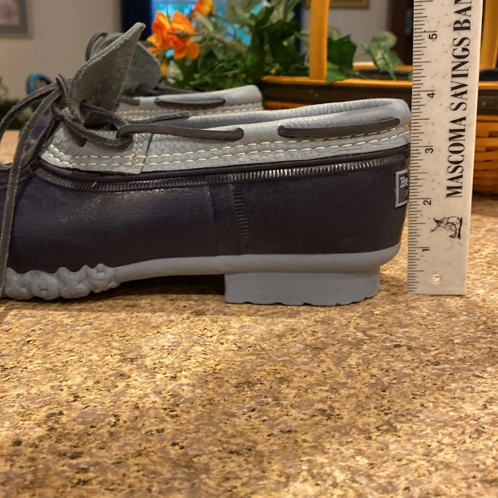 L. L. Bean Blue Leather and Rubber Moccasins Short Boots FM Rain Duck Boots - Picture 5 of 17